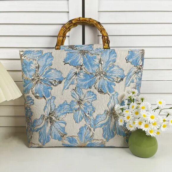 Floral Tote Bag / Floral Print Canvas Tote - Picture 1 of 6